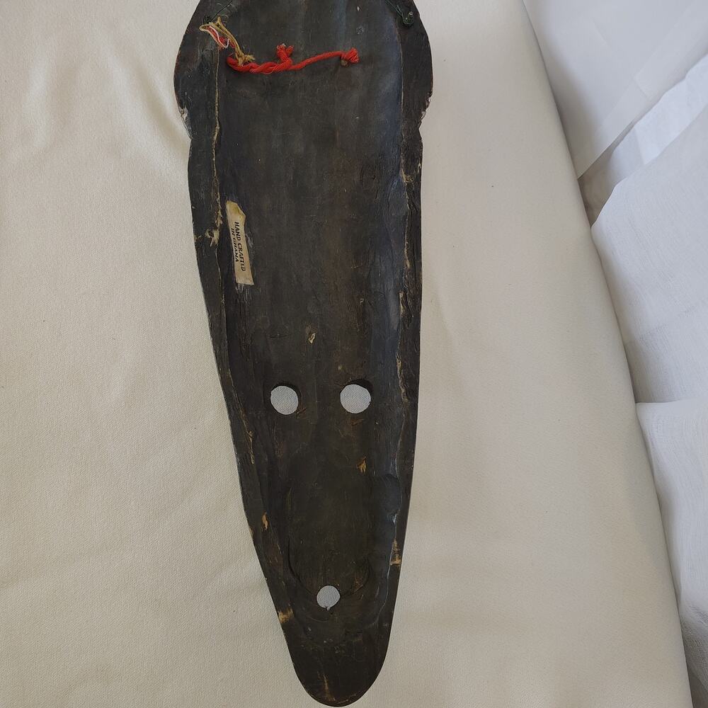 Hand Carved African Wall Mask Ghana Tribal Wood Art Decor - Picture 7 of 13